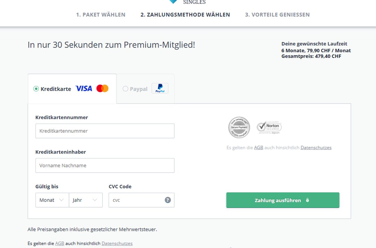 Zweiter Bestellschritt mit Verlängerung und Kündigungsfrist von 4 Wochen