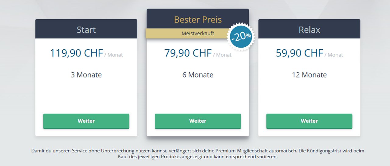 Premium-Pakete von Academic Singles in CHF